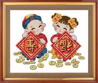 十字绣中国风情[春天]福寿