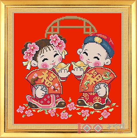 十字绣中国风情K100 双福临门