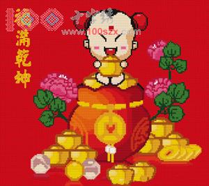 十字绣中国风情蒙娜丽莎 福满乾坤