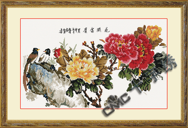 十字绣花草[CMC]富贵花开（对鸟）